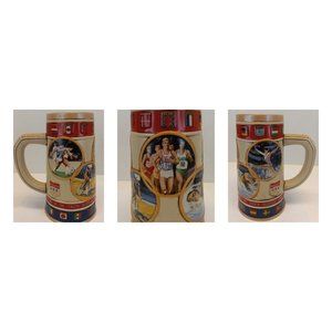 1988 Official XXIVth Olympic Games Beer Stein Budweiser Seoul 30 oz. Ceramic EUC